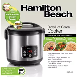 Cookers Hamilton Beach 14-Cup Stainless Steel Rice/Hot Cereal Cooker 5 Cookers Hamilton Beach 14-Cup Stainless Steel Rice/Hot Cereal Cooker -Costway Shop stainless steel hamilton beach rice cookers 37548 1f 1000