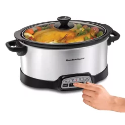 Cookers Hamilton Beach 7 Qt. Programmable Stainless Steel Slow Cooker With Built-In Timer And Temperature Settings -Costway Shop stainless steel hamilton beach slow cookers 33473 44 1000