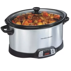 Cookers Hamilton Beach 8 Qt. Programmable Stainless Steel Slow Cooker With Built-In Timer And Temperature Settings -Costway Shop stainless steel hamilton beach slow cookers 33480 44 1000