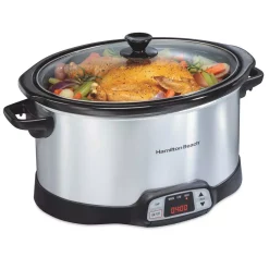 Cookers Hamilton Beach 8 Qt. Programmable Stainless Steel Slow Cooker With Built-In Timer And Temperature Settings -Costway Shop stainless steel hamilton beach slow cookers 33480 c3 1000