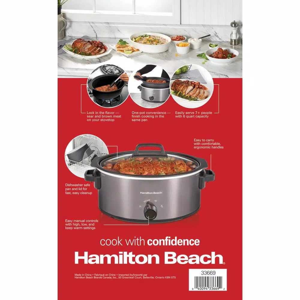 Hamilton Beach Stovetop Sear and Cook 6 qt. Gray Slow Cooker Cookers Hamilton Beach Stovetop Sear And Cook 6 Qt. Gray Slow Cooker -Costway Shop stainless steel hamilton beach slow cookers 33669 1f 1000