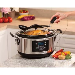 Cookers Hamilton Beach Set And Forget 6 Qt. Stainless Steel Programmable Slow Cooker With Temperature Probe 10 Cookers Hamilton Beach Set And Forget 6 Qt. Stainless Steel Programmable Slow Cooker With Temperature Probe -Costway Shop stainless steel hamilton beach slow cookers 33967 1f 1000