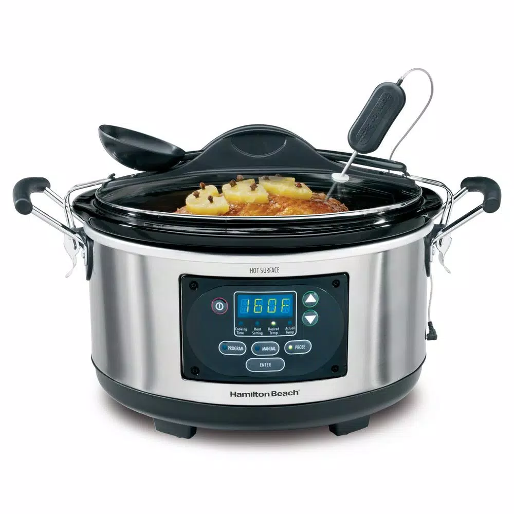 Cookers Hamilton Beach Set And Forget 6 Qt. Stainless Steel Programmable Slow Cooker With Temperature Probe 3 Cookers Hamilton Beach Set And Forget 6 Qt. Stainless Steel Programmable Slow Cooker With Temperature Probe