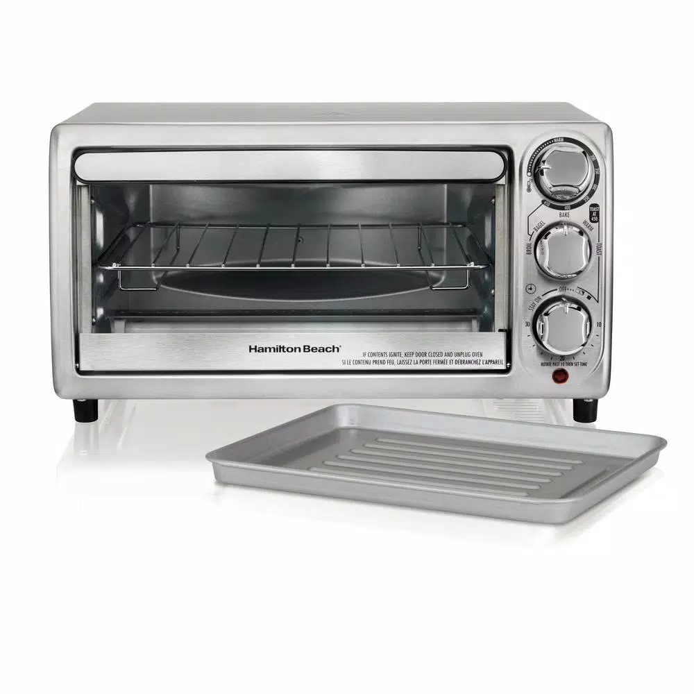 Hamilton Beach 1100-Watt 4-Slice Stainless Steel Toaster Oven Toasters Hamilton Beach 1100-Watt 4-Slice Stainless Steel Toaster Oven -Costway Shop stainless steel hamilton beach toaster ovens 31143 64 1000