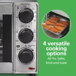 Toasters Hamilton Beach Sure Crisp 1120 W 4-Slice Stainless Steel Toaster Oven With Air Fry -Costway Shop stainless steel hamilton beach toaster ovens 31403 4f 1000