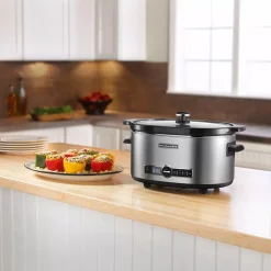 Cookers KitchenAid 6 Qt. Programmable Stainless Steel Slow Cooker With Built-In Timer And Temperature Settings -Costway Shop stainless steel kitchenaid slow cookers ksc6223ss 31 1000 1