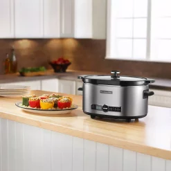 Cookers KitchenAid 6 Qt. Programmable Stainless Steel Slow Cooker With Built-In Timer And Temperature Settings -Costway Shop stainless steel kitchenaid slow cookers ksc6223ss 44 1000