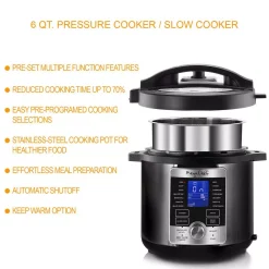Cookers MegaChef 6 Qt. Stainless Steel Electric Pressure Cooker With Stainless Steel Pot -Costway Shop stainless steel megachef electric pressure cookers 985111967m 4f 1000