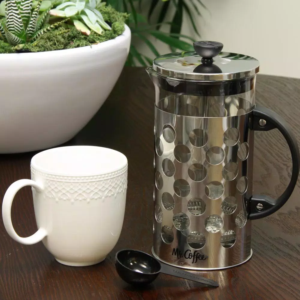 Coffee Makers Mr. Coffee Polka Dot Brew 4-Cup Silver Coffee Press With Scoop 4 Coffee Makers Mr. Coffee Polka Dot Brew 4-Cup Silver Coffee Press With Scoop - Image 2