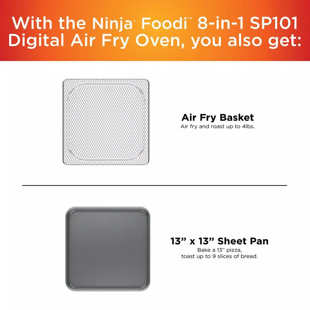 Toasters NINJA Stainless Steel Foodi Digital Air Fry Oven, Convection Oven, Toaster, Air Fryer, Flip-Away For Storage 9 Toasters NINJA Stainless Steel Foodi Digital Air Fry Oven, Convection Oven, Toaster, Air Fryer, Flip-Away For Storage - Image 7