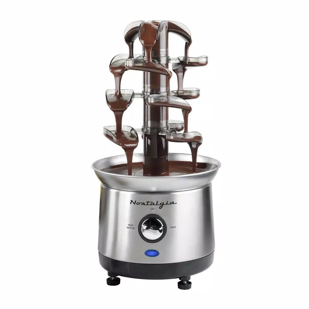 Nostalgia 3-Tier Stainless Steel Cascading Fondue Fountain Dessert Makers Nostalgia 3-Tier Stainless Steel Cascading Fondue Fountain -Costway Shop stainless steel nostalgia chocolate fountains cff1000 1f 1000