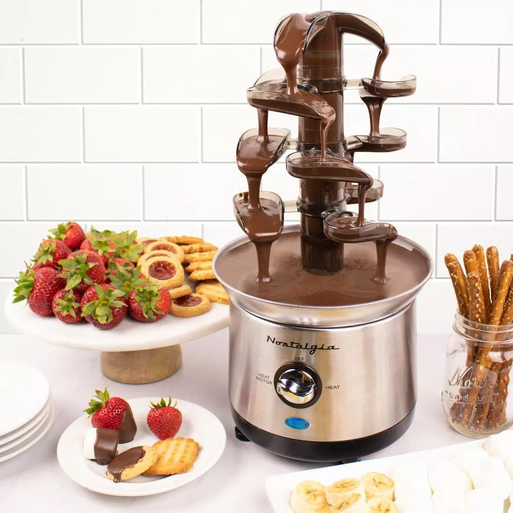 Nostalgia 3-Tier Stainless Steel Cascading Fondue Fountain Dessert Makers Nostalgia 3-Tier Stainless Steel Cascading Fondue Fountain -Costway Shop stainless steel nostalgia chocolate fountains cff1000 76 1000