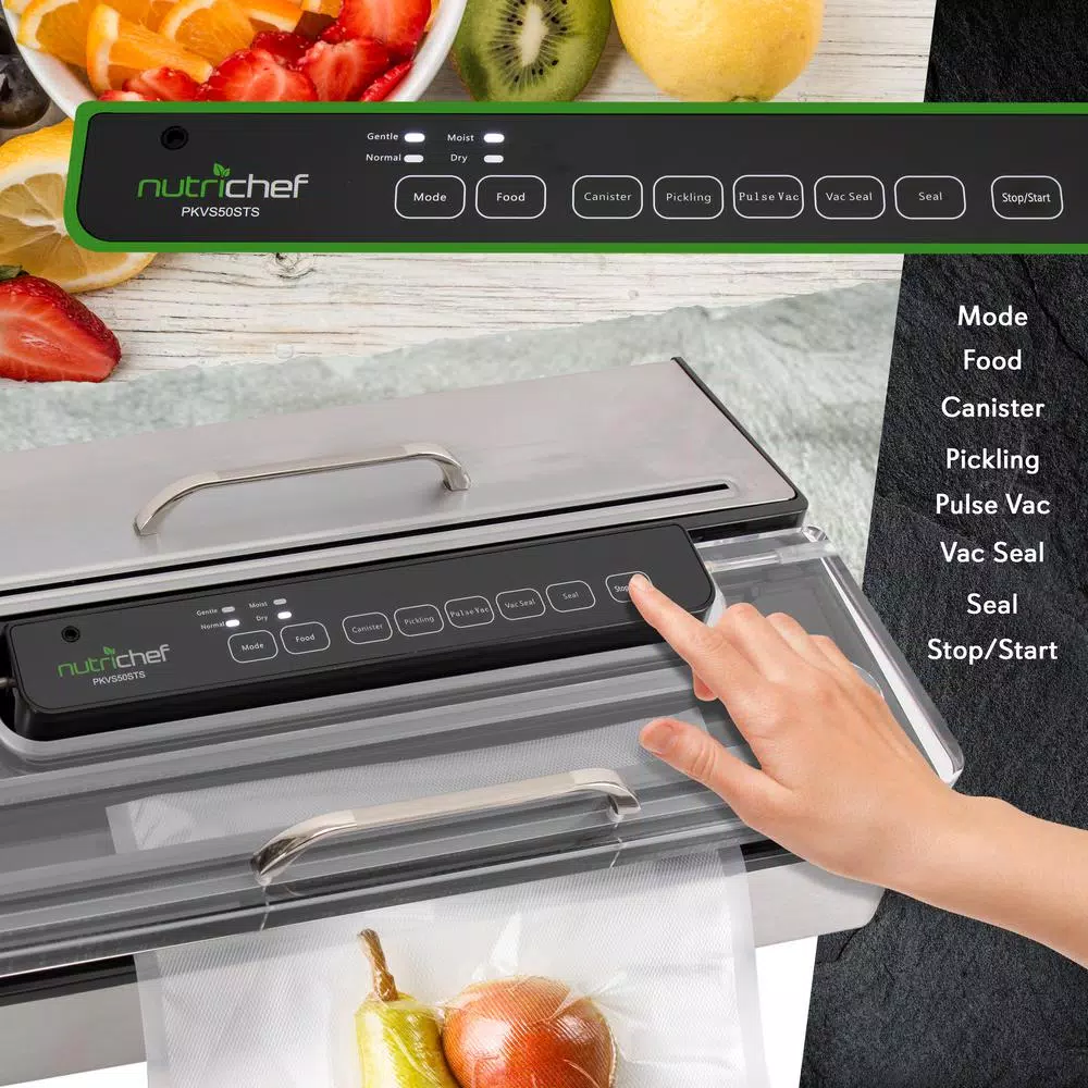 NutriChef White Kitchen Pro Stainless Steel Food Vacuum Sealer System – Countertop Electric Air Seal Preserver with Air Vac Bags Food Processing NutriChef White Kitchen Pro Stainless Steel Food Vacuum Sealer System – Countertop Electric Air Seal Preserver With Air Vac Bags -Costway Shop stainless steel nutrichef food vacuum sealers pkvs50sts 44 1000