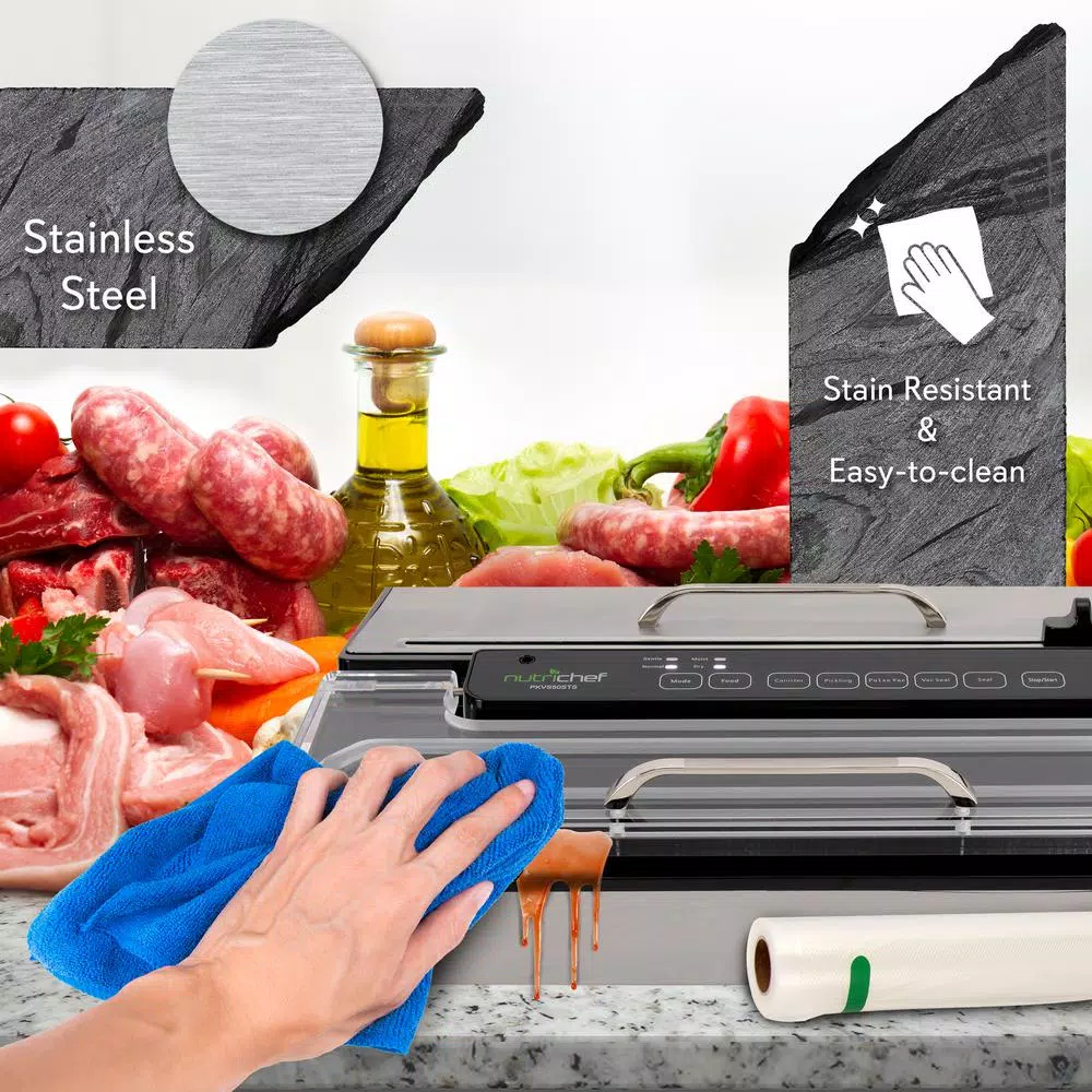 NutriChef White Kitchen Pro Stainless Steel Food Vacuum Sealer System – Countertop Electric Air Seal Preserver with Air Vac Bags Food Processing NutriChef White Kitchen Pro Stainless Steel Food Vacuum Sealer System – Countertop Electric Air Seal Preserver With Air Vac Bags -Costway Shop stainless steel nutrichef food vacuum sealers pkvs50sts 76 1000