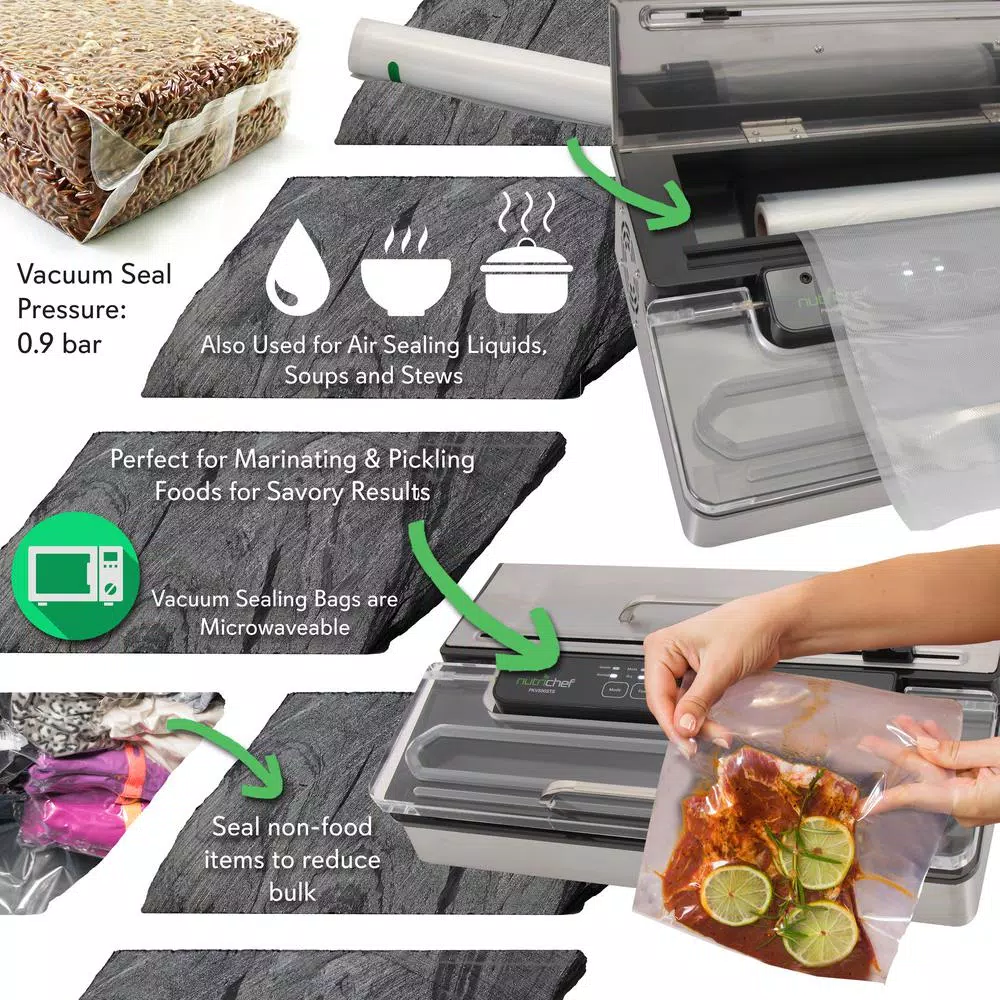 NutriChef White Kitchen Pro Stainless Steel Food Vacuum Sealer System – Countertop Electric Air Seal Preserver with Air Vac Bags Food Processing NutriChef White Kitchen Pro Stainless Steel Food Vacuum Sealer System – Countertop Electric Air Seal Preserver With Air Vac Bags -Costway Shop stainless steel nutrichef food vacuum sealers pkvs50sts fa 1000