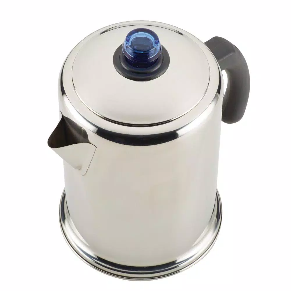 Farberware 12-Cup Classic Stainless Steel with Blue Knob Coffee Percolator Coffee Makers Farberware 12-Cup Classic Stainless Steel With Blue Knob Coffee Percolator -Costway Shop stainless steel with glass blue knob farberware french presses 47794 c3 1000