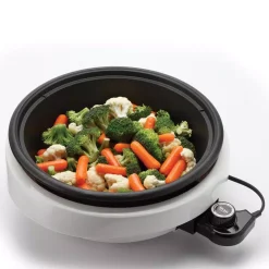 Electric Skillets & Indoor Grills AROMA Super Pot 3-in-1 10 In. White Indoor Grill With Lid -Costway Shop white aroma indoor grills asp 137 44 1000