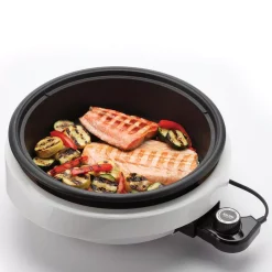 Electric Skillets & Indoor Grills AROMA Super Pot 3-in-1 10 In. White Indoor Grill With Lid -Costway Shop white aroma indoor grills asp 137 4f 1000
