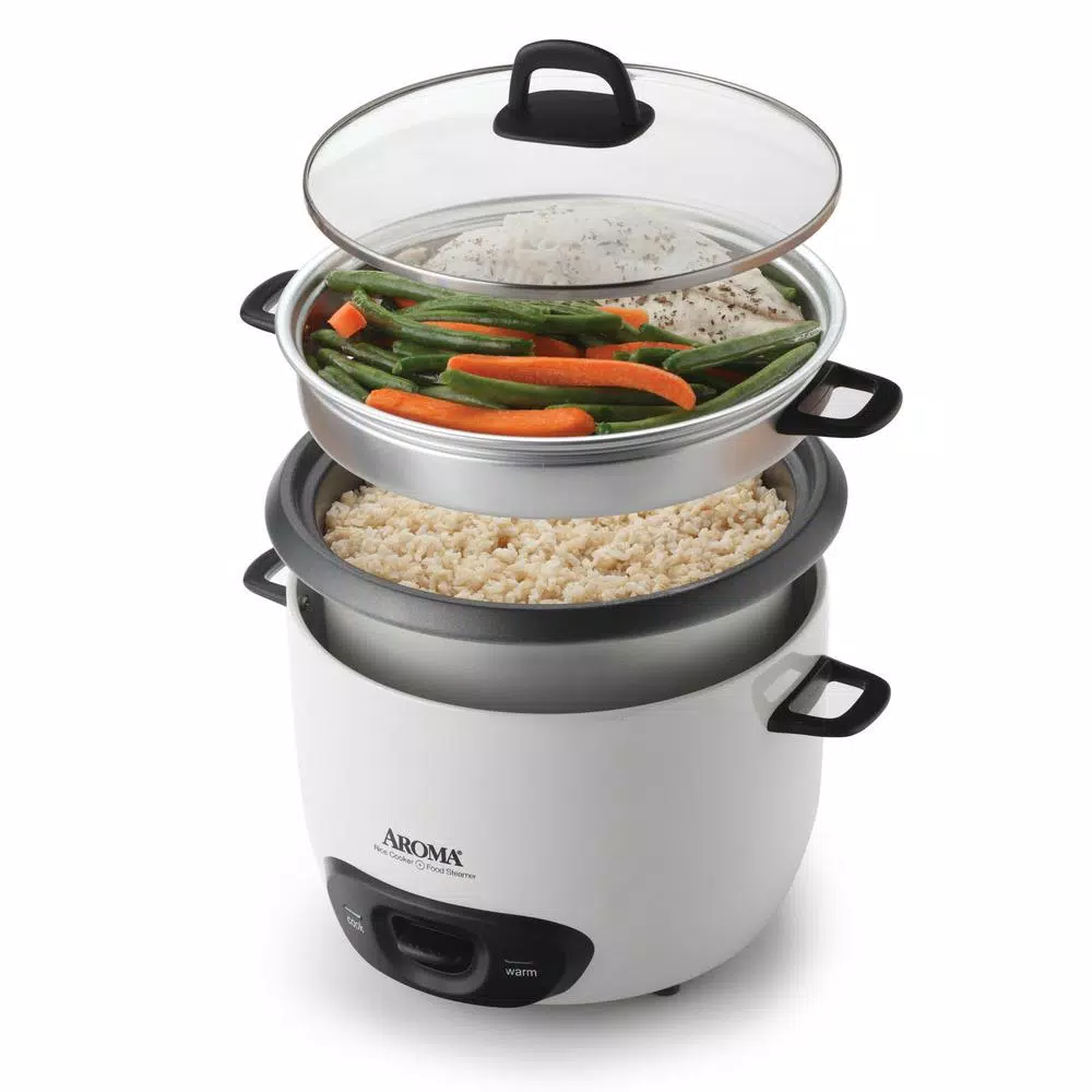 AROMA Pot-Style 6-Cup White Rice Cooker Cookers AROMA Pot-Style 6-Cup White Rice Cooker -Costway Shop white aroma rice cookers arc 743 1ng 44 1000