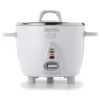 Cookers AROMA Simply 6-Cup Stainless Steel White Rice Cooker With Measuring Cup And Serving Spatula -Costway Shop white aroma rice cookers arc 753sg 64 1000
