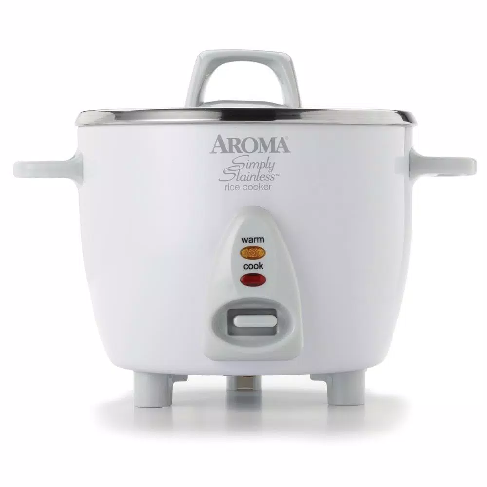 AROMA Simply 6-Cup Stainless Steel White Rice Cooker with Measuring Cup and Serving Spatula Cookers AROMA Simply 6-Cup Stainless Steel White Rice Cooker With Measuring Cup And Serving Spatula -Costway Shop white aroma rice cookers arc 753sg 64 1000