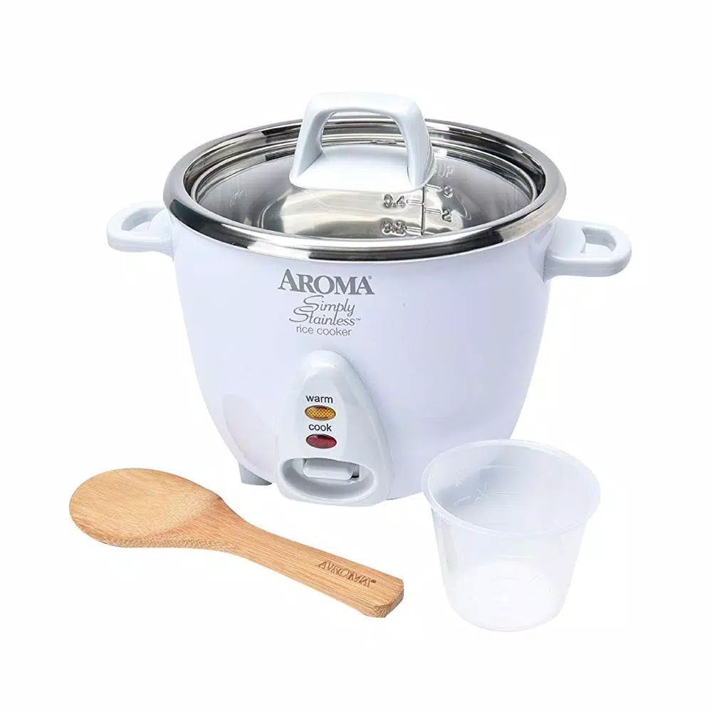 AROMA Simply 6-Cup Stainless Steel White Rice Cooker with Measuring Cup and Serving Spatula Cookers AROMA Simply 6-Cup Stainless Steel White Rice Cooker With Measuring Cup And Serving Spatula -Costway Shop white aroma rice cookers arc 753sg c3 1000