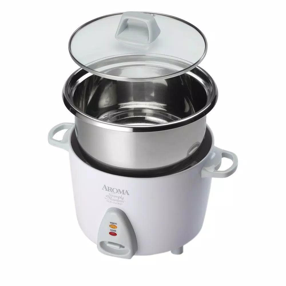 AROMA Simply 6-Cup Stainless Steel White Rice Cooker with Measuring Cup and Serving Spatula Cookers AROMA Simply 6-Cup Stainless Steel White Rice Cooker With Measuring Cup And Serving Spatula -Costway Shop white aroma rice cookers arc 753sg e1 1000