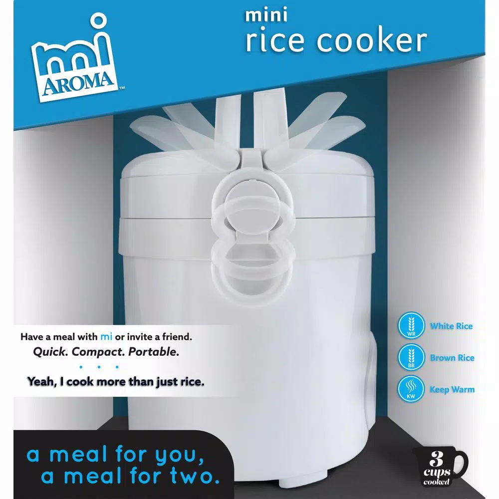 AROMA 3-Cup White Mini Rice Cooker with Non-Stick Cooking Pot Cookers AROMA 3-Cup White Mini Rice Cooker With Non-Stick Cooking Pot -Costway Shop white aroma rice cookers mrc 903d 44 1000