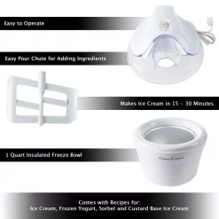 Dessert Makers Classic Cuisine 1 Qt. White Ice Cream Maker And Frozen Yogurt Machine With Recipe Booklet -Costway Shop white classic cuisine ice cream makers m030217 4f 1000