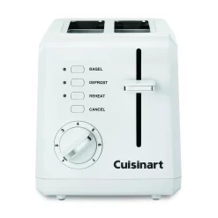 Toasters Cuisinart Compact 2-Slice White Wide Slot Toaster With Crumb Tray
