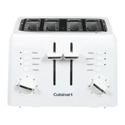 Toasters Cuisinart Compact 4-Slice White Wide Slot Toaster With Crumb Tray