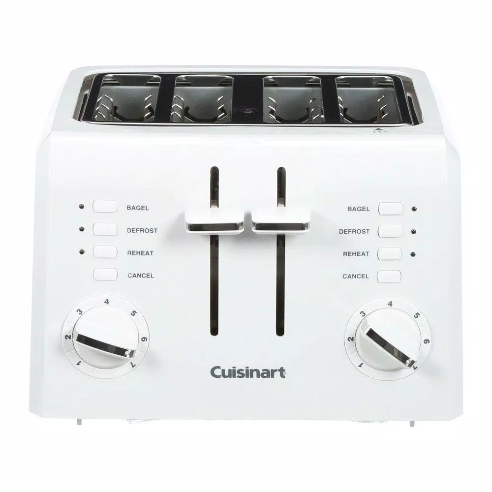 Toasters Cuisinart Compact 4-Slice White Wide Slot Toaster With Crumb Tray 3 Toasters Cuisinart Compact 4-Slice White Wide Slot Toaster With Crumb Tray