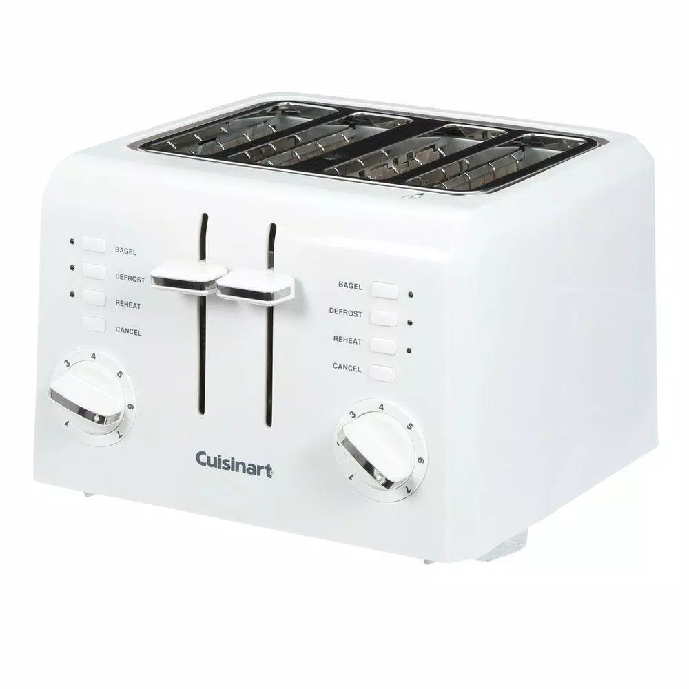 Toasters Cuisinart Compact 4-Slice White Wide Slot Toaster With Crumb Tray 4 Toasters Cuisinart Compact 4-Slice White Wide Slot Toaster With Crumb Tray - Image 2