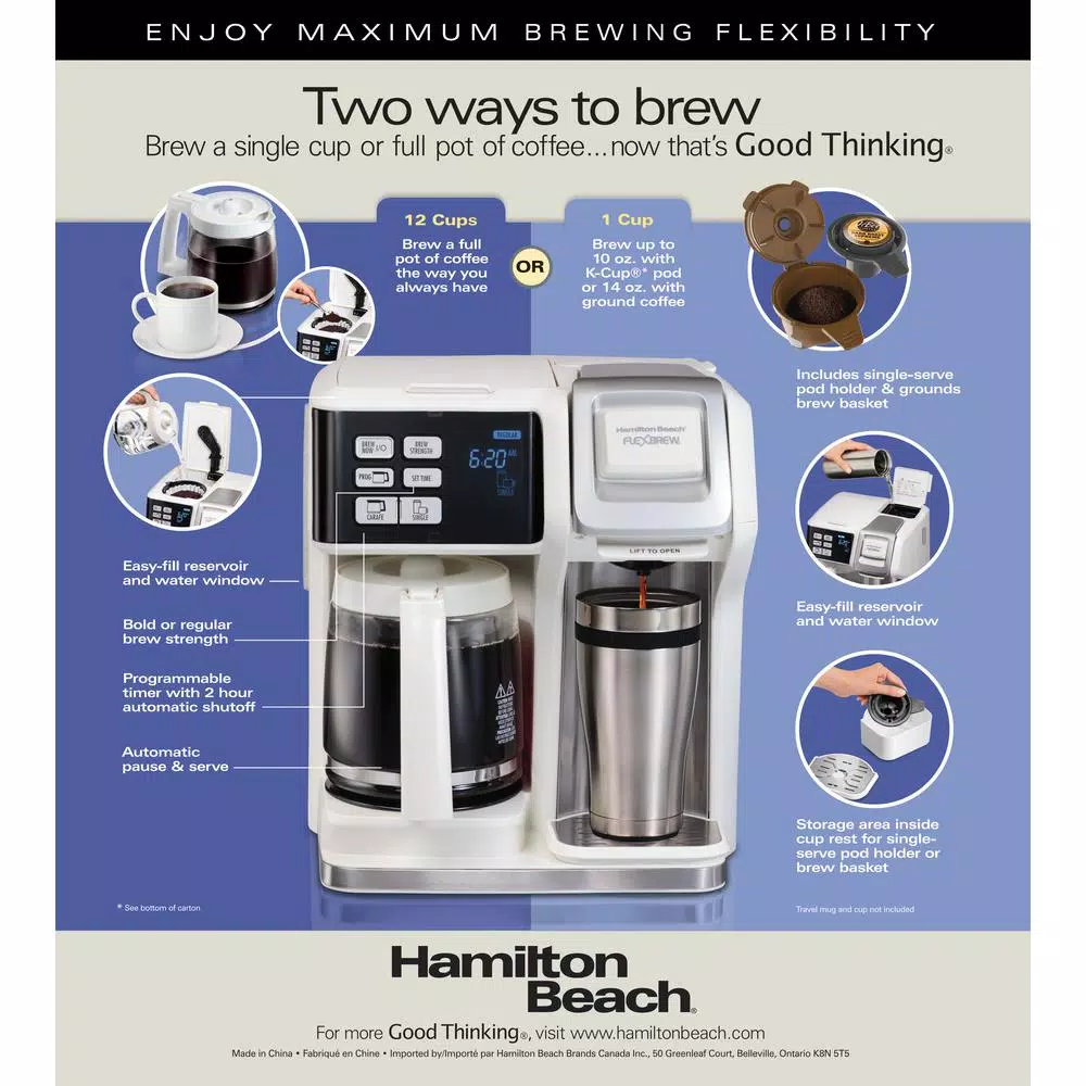 Coffee Makers Hamilton Beach 12-Cup White FlexBrew 2-Way Coffee Maker 9 Coffee Makers Hamilton Beach 12-Cup White FlexBrew 2-Way Coffee Maker - Image 7