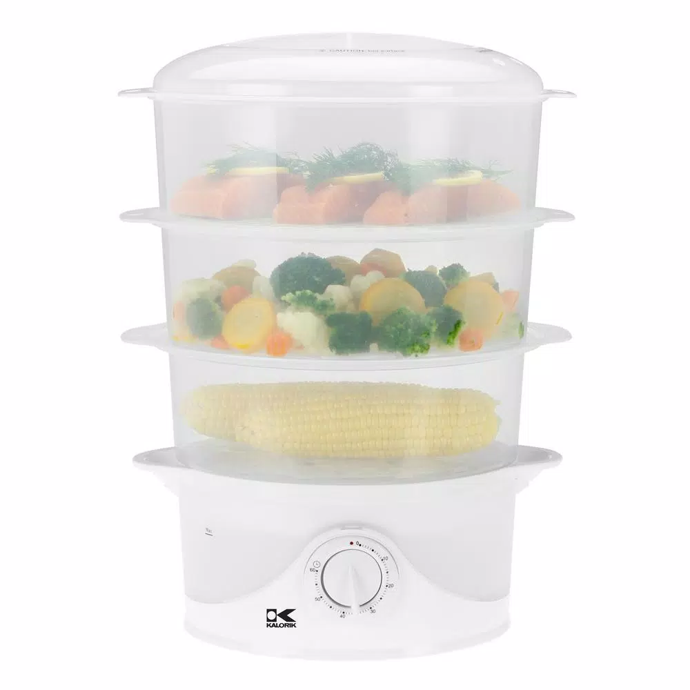 KALORIK 9.5 Qt. White Food Steamer and Rice Cooker with Built-In Timer Cookers KALORIK 9.5 Qt. White Food Steamer And Rice Cooker With Built-In Timer -Costway Shop white kalorik rice cookers dg 33761 4f 1000