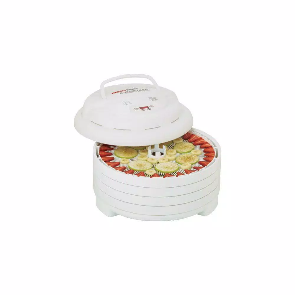 Nesco Gardenmaster 4-Tray Expandable White Food Dehydrator with Temperature Control Food Processing Nesco Gardenmaster 4-Tray Expandable White Food Dehydrator With Temperature Control -Costway Shop white nesco dehydrators fd 1040 64 1000