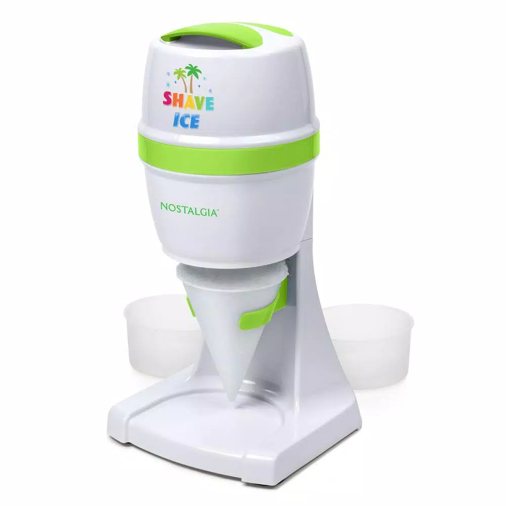 Dessert Makers Nostalgia 50 W 8 Oz. White Snow Cone Maker With Stainless Steel Blades 3 Dessert Makers Nostalgia 50 W 8 Oz. White Snow Cone Maker With Stainless Steel Blades