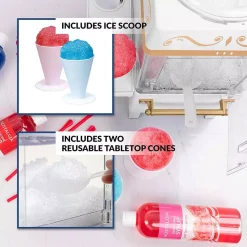 Dessert Makers Nostalgia 160 Oz. Snow Cone Maker In White With Reusable Cones 13 Dessert Makers Nostalgia 160 Oz. Snow Cone Maker In White With Reusable Cones -Costway Shop white nostalgia snow cone machines scm525wh fa 1000