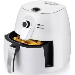 Air Fryers Ovente 3.2 Qt. White Electric Air Fryer With 30-min Timer, Adjustable Temperature Controls, Includes Fry Basket And Grill Pan