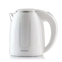 Electric Kettles Ovente 7-Cup White Stainless Steel BPA-Free Electric Kettle With Auto Shut-Off And Boil-Dry Protection
