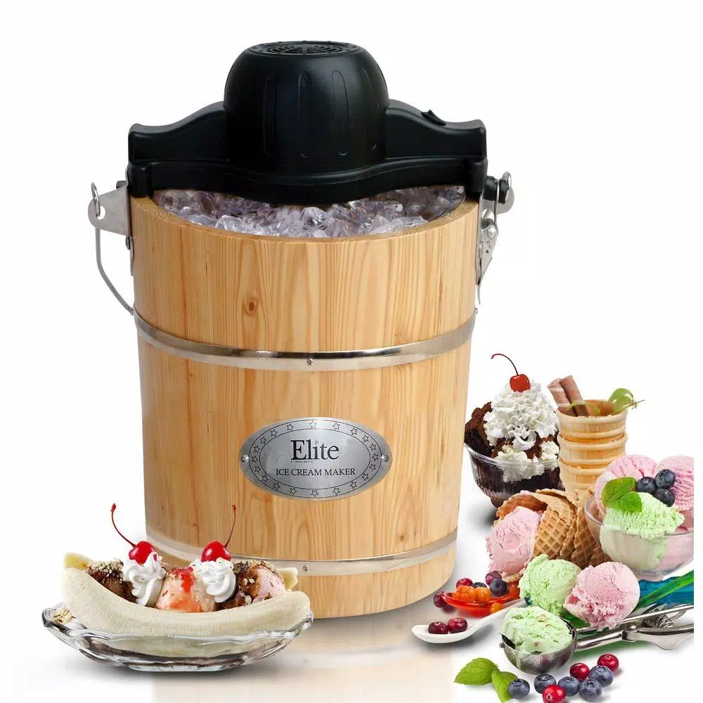 Elite Gourmet 6 Qt. Old Fashioned Ice Cream Maker Dessert Makers Elite Gourmet 6 Qt. Old Fashioned Ice Cream Maker -Costway Shop wood elite ice cream makers eim 506 c3 1000