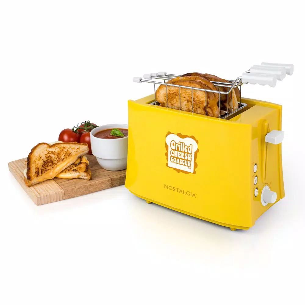 Nostalgia 4-Slice Yellow Wide Slot Grilled Cheese Toaster Toasters Nostalgia 4-Slice Yellow Wide Slot Grilled Cheese Toaster -Costway Shop yellow nostalgia pop up toasters tcs2 c3 1000